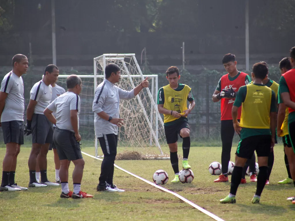 Timnas Indonesia U-23 di bawah asuhan Indra Sjafri mendapat tantangan berat dalam babak grup SEA games mendatang. (Antara Foto/Yulius Satria Wijaya)