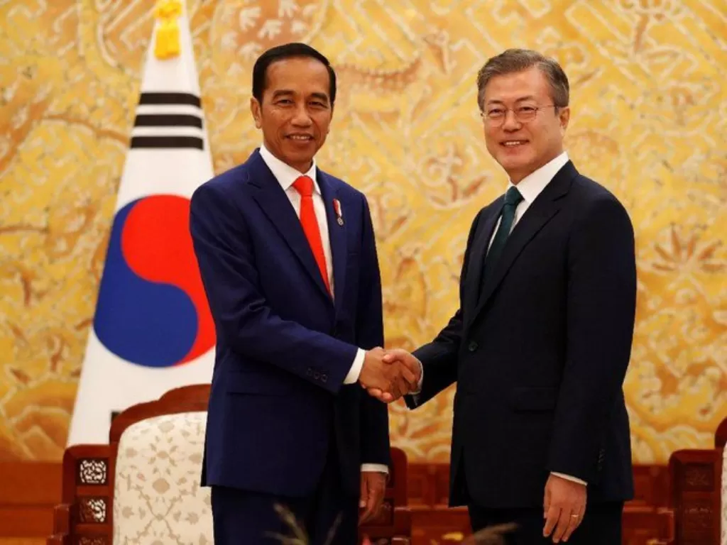 Presiden RI Jokowi dan Presiden Korea Selatan, Moon Jae In 