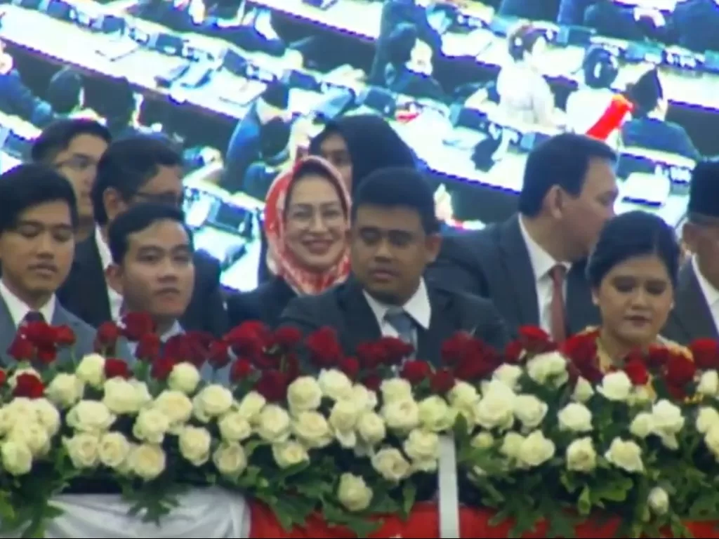 Keluarga Joko Widodo saat pelantikan (Live Streaming BPMI)