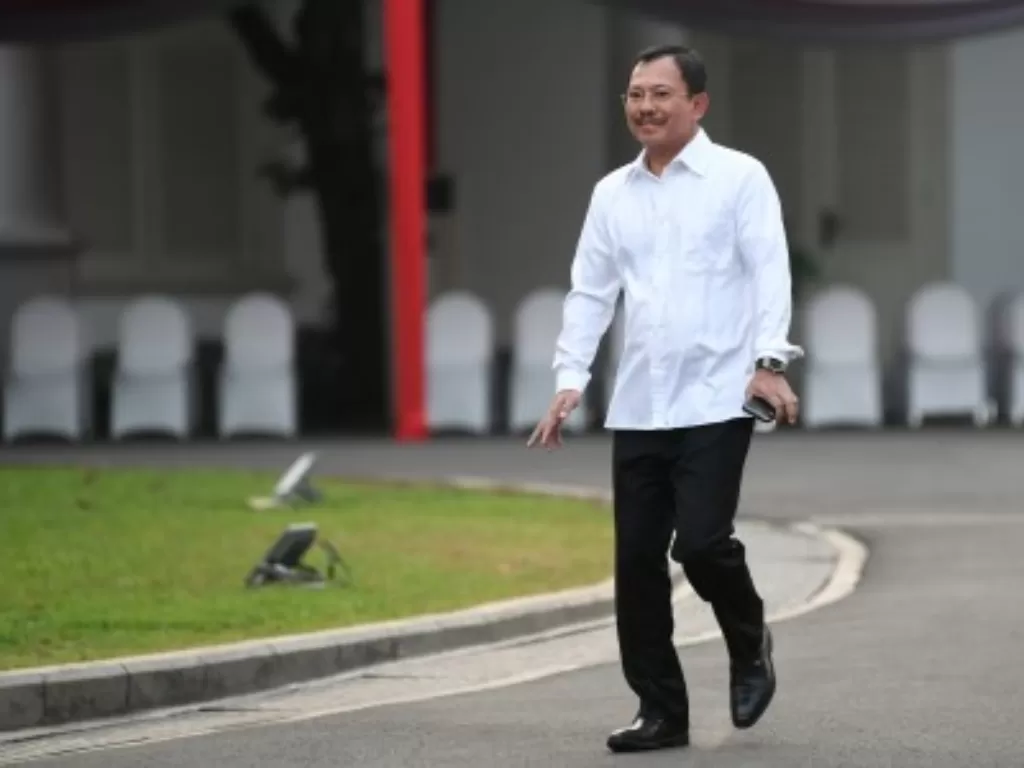 Kepala RSPAD dr Terawan Agus Putranto tiba di Kompleks Istana Kepresidenan di Jakarta. (Antara/Wahyu Putro A)