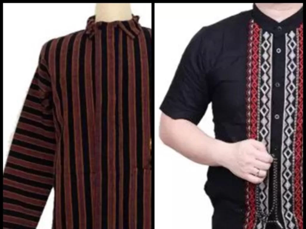 Baju surjan atau baju takwa (kiri) dan baju koko (kanan). (Lazada)