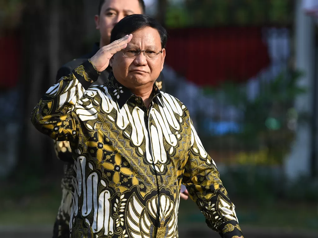 Menteri Pertahanan Prabowo Subianto absen saat Rapat Perdana di Kemenkopolhukam (Antara/Wahyu Putro).