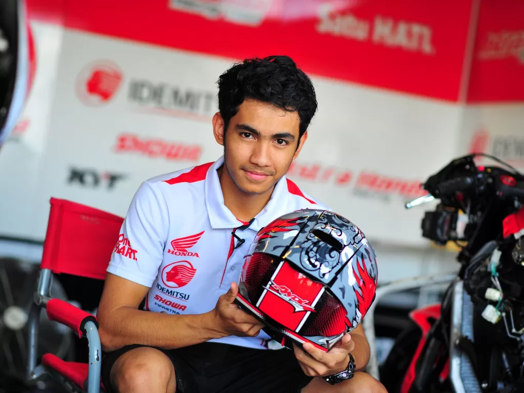 Pembalap muda Indonesia, Andi Farid Izdihar atau akrab disapa Andi Gilang. (dok. Astra Honda Racing Team)