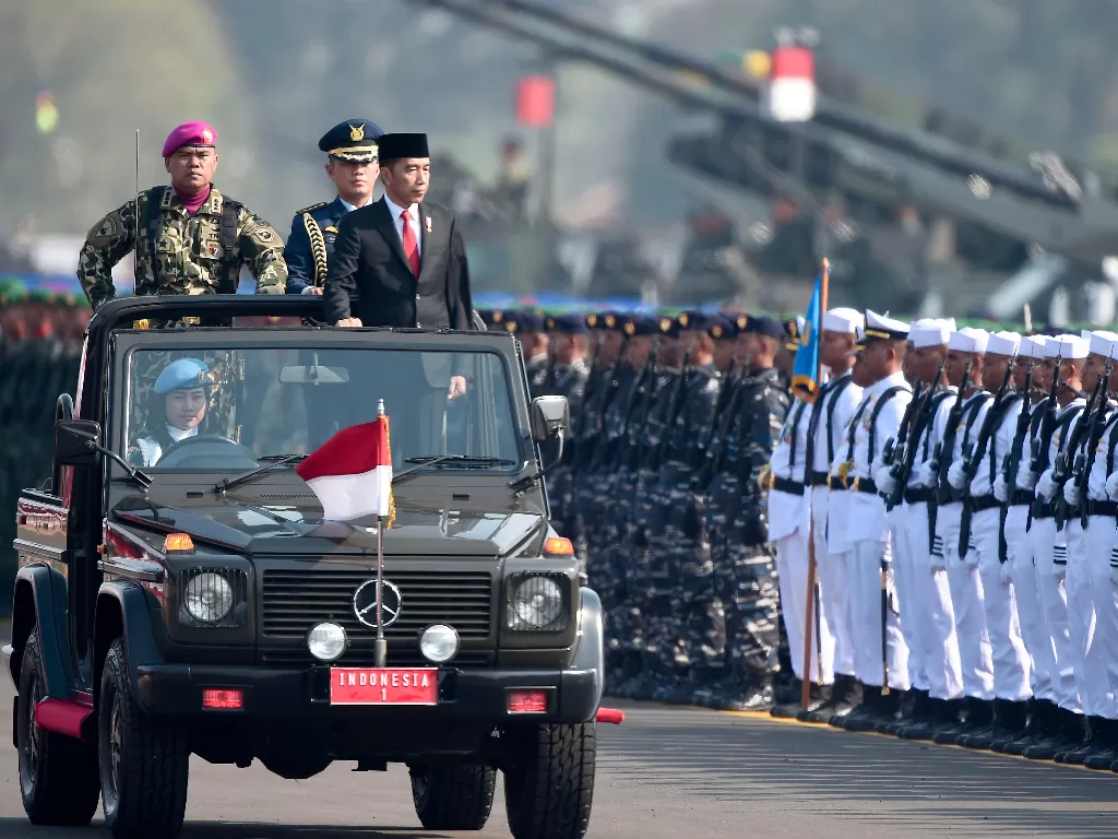Presiden Joko Widodo saat HUT ke-74 TNI pada 5 Oktober 2019. (Antara/M. Risyal Hidayat)
