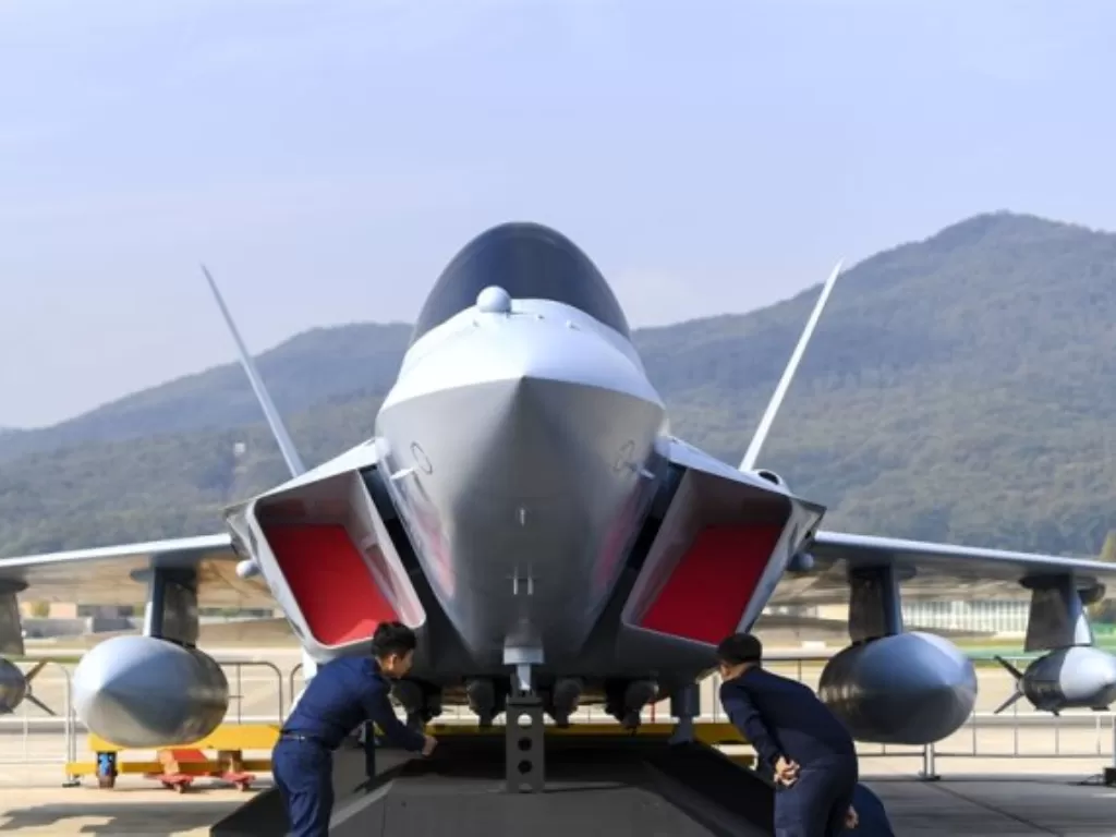 Mock-up jet tempur KFX/IFX. (KoreaTimes/Lee Han-ho)