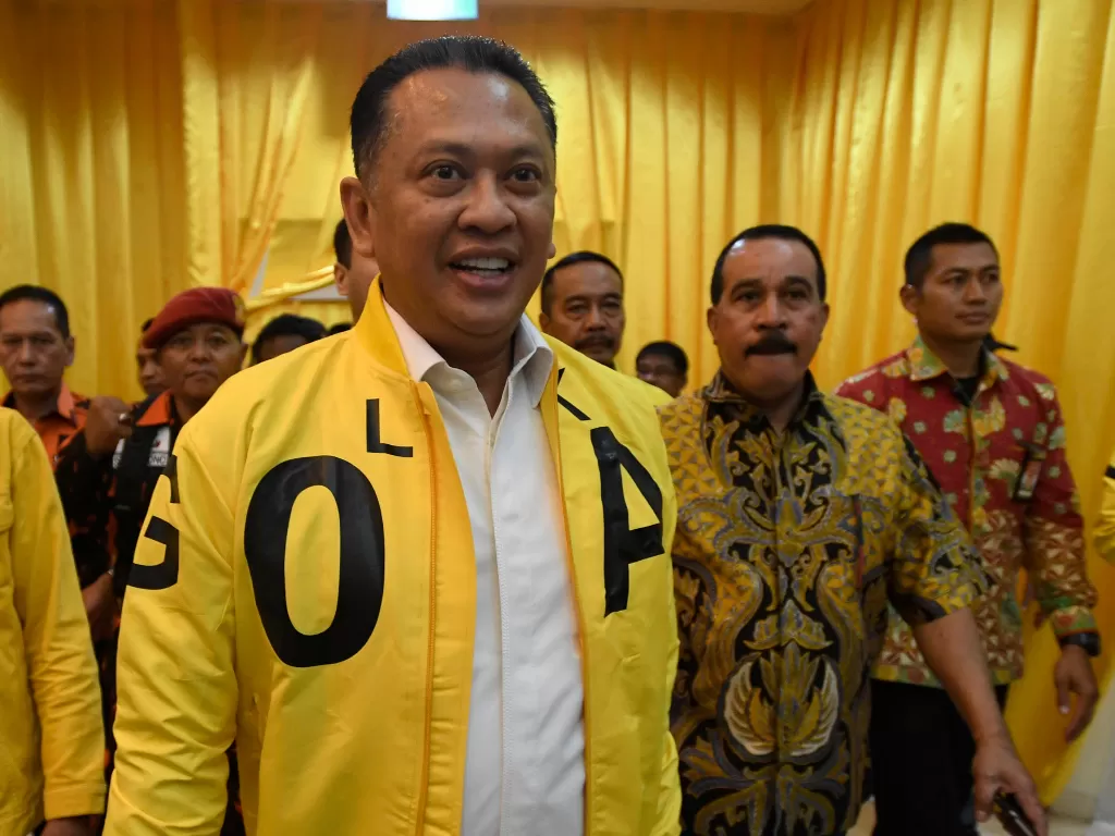 Calon Ketua Umum Partai Golkar, Bambang Soesatyo, memutuskan mundur dari pencalonan. (Antara/Puspa Perwitasari)