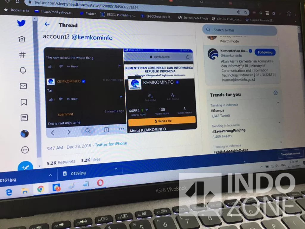 Kemkominfo Bantah Punya Akun di Situs P*rnhub - Indozone News