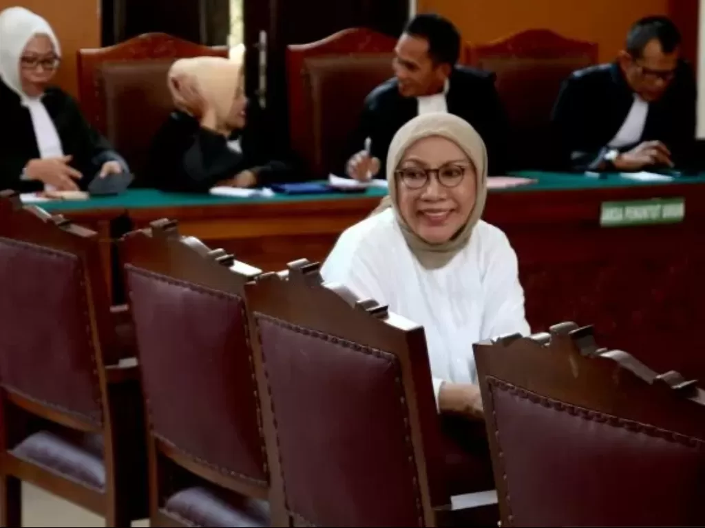 Ratna Sarumpaet saat menjalani sidang di PN Jakarta Selatan. (Antara News/Genta Tenri Mawangi)