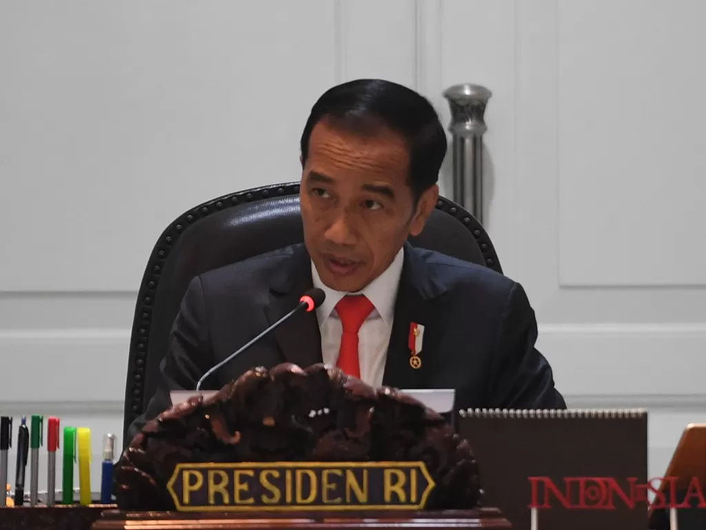 Presiden Joko Widodo mengkhawatirkan bakal muncul pasal titipan di Omnibus Law terkait Cipta Lapangan Kerja (Antara/Akbar Nugroho Gumay).