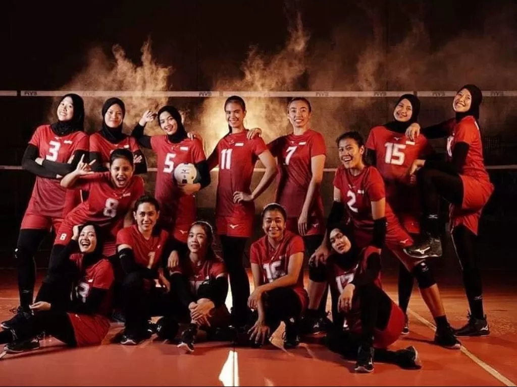 Skuat Timnas Voli Putri Indonesia yang akan tampil di kualifikasi Olimpiade 2020. (Instagram/@pbvsi_official)