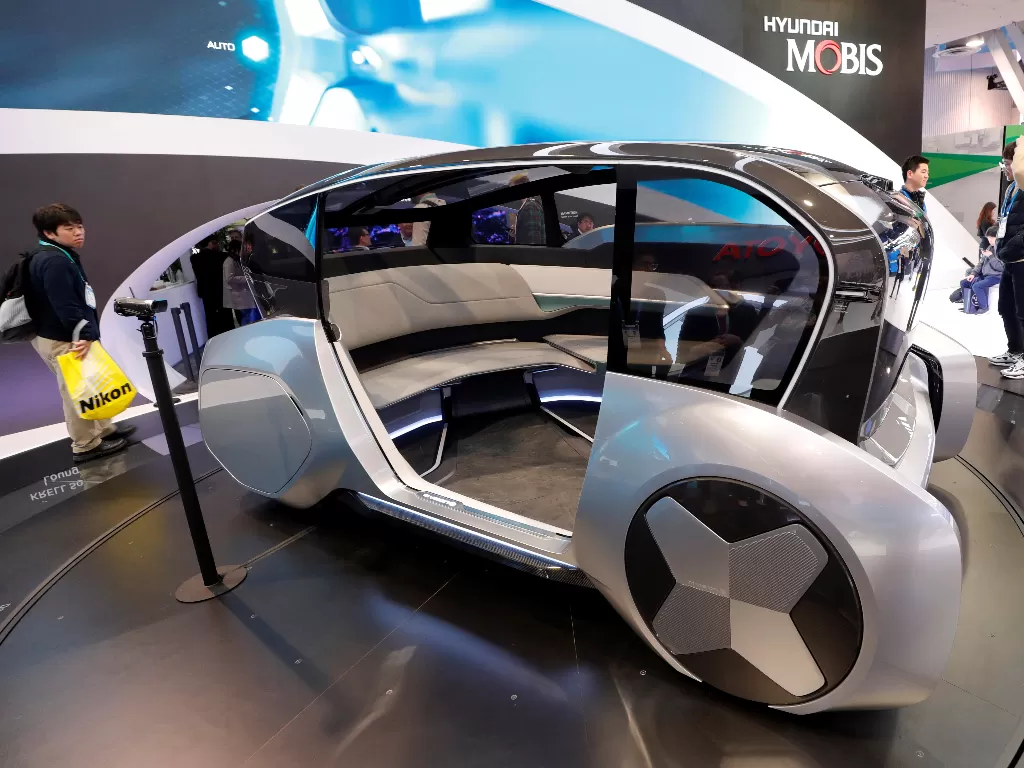 M Vision S, mobil konsep otonom bertenaga sel hidrogen, ditampilkan di gerai Hyundai Mobiis dalam CES 2020 di Las Vegas, Nevada, AS 7 Januari 2020. (REUTERS/Steve Marcus)