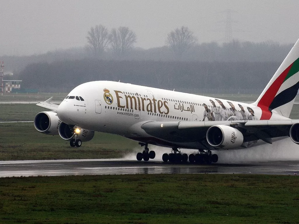 Armada Emirates dengan livery Real Madrid. (Pixabay)