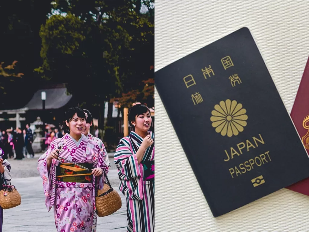 Kiri: Wanita Jepang (Unsplash/RADD) / Kanan: Paspor Jepang (Soranews24)