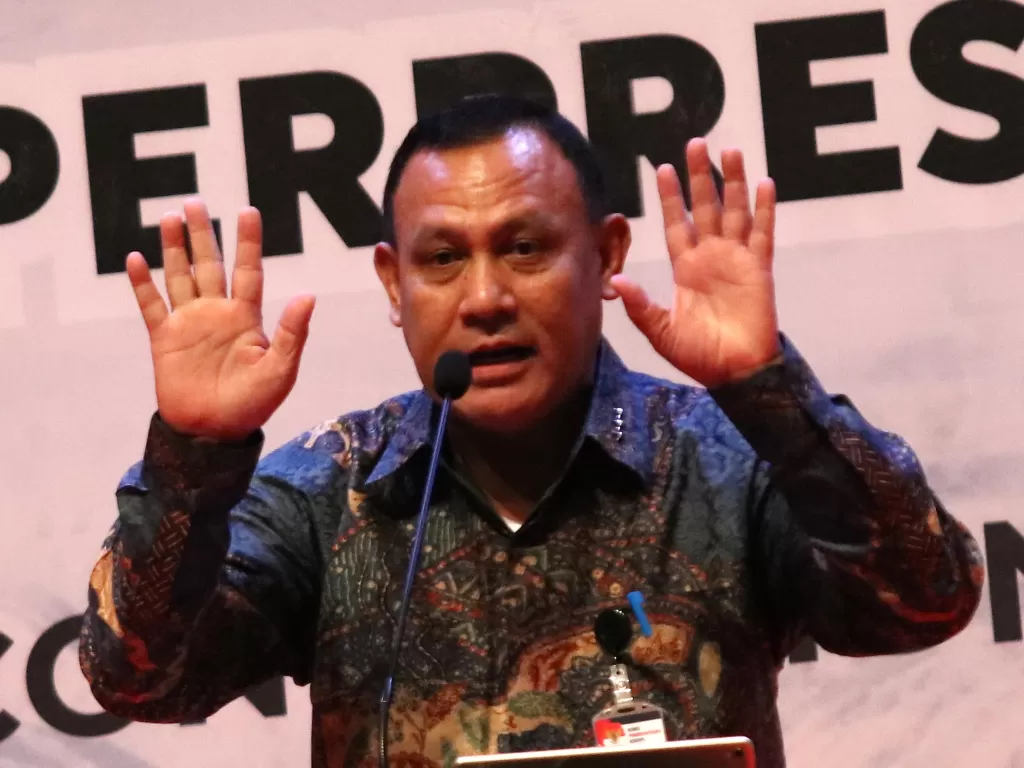 Ketua KPK, Firli Bahuri, mengatakan pihaknya tidak berniat mengambil alih kasus Jiwasraya (ANTARA FOTO/Didik Suhartono).