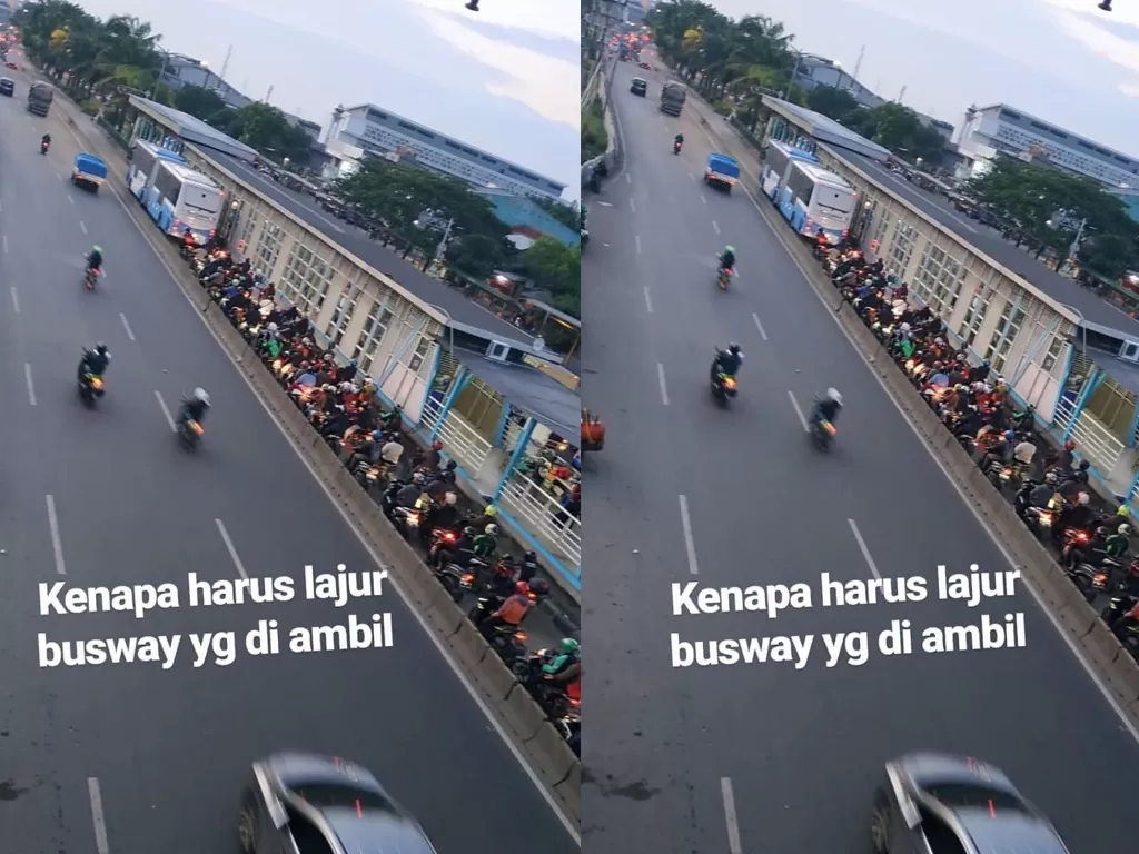 Penampakan pengendara motor terobos jalur busway (Instagram/@dishubdkijakarta)