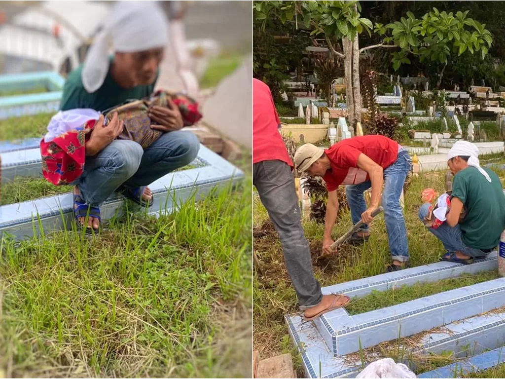 Pria Malaysia yang ditolak warga desa untuk kuburkan anaknya di pemakaman karena miskin (Facebook/Abam Botak)