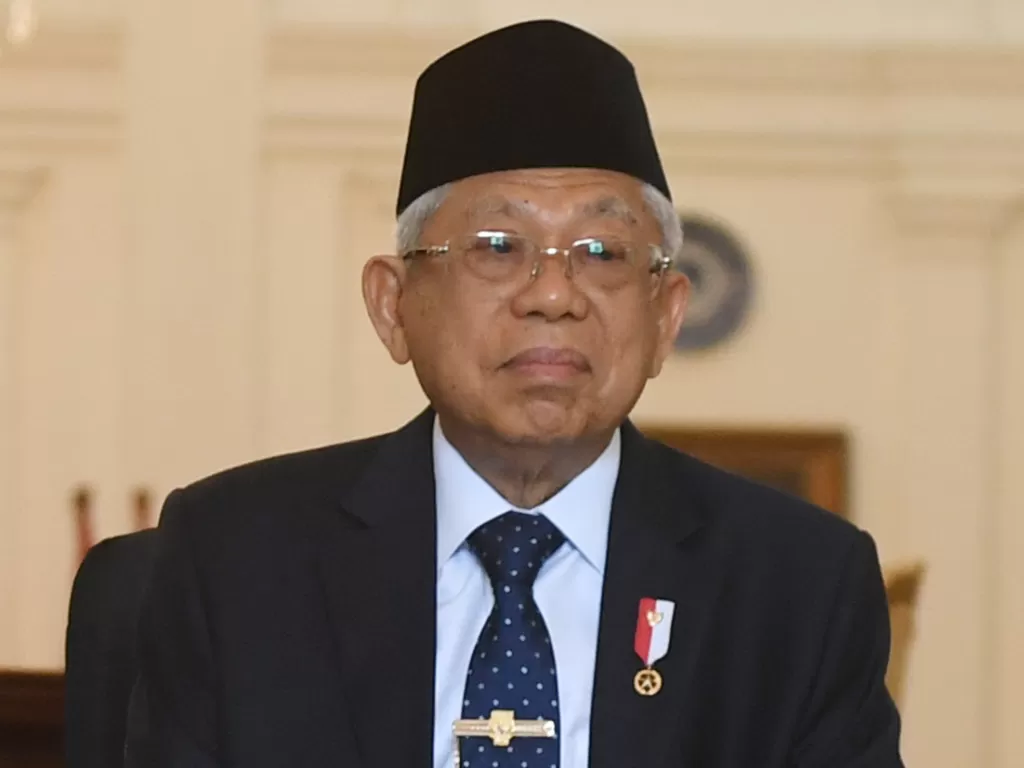 Wakil Presiden Ma'ruf Amin menanggapi santai polemik terkait jabatan Wakil Panglima TNI (ANTARA FOTO/Akbar Nugroho Gumay).