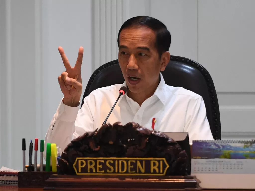 Presiden Jokowi 'menantang' DPR untuk segera menyelesaikan RUU omnibus law (ANTARA FOTO/Akbar Nugroho Gumay).