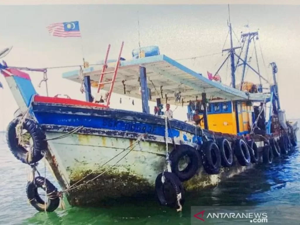 Kapal yang digunakan kedelapan WNI yang diculik di perairan Tambisan Lahad Datu Malaysia (ANTARA)