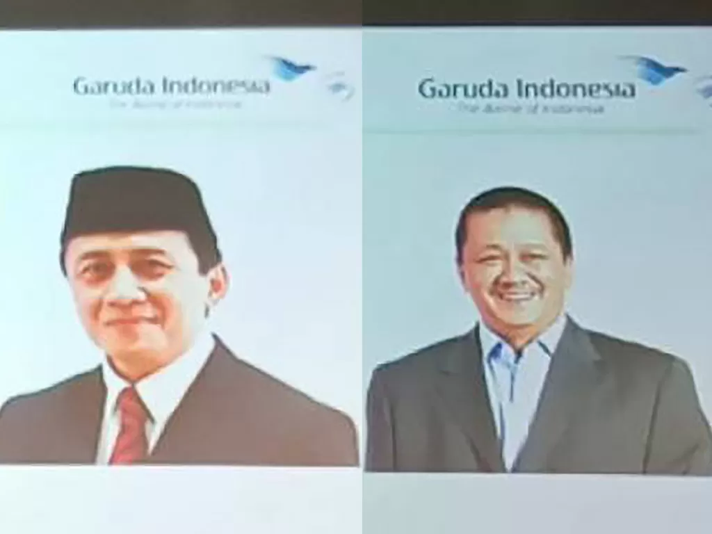 Kiri: Komisaris Utama baru Garuda Indonesia Triawan Munaf (ANTARA/Aji Cakti), Kanan: Direktur Utama baru Garuda Indonesia Irfan Setiaputra (ANTARA/Aji Cakti)