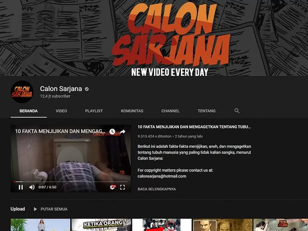 Akun YouTube Calon Sarjana (photo/Screenshot/YouTube)