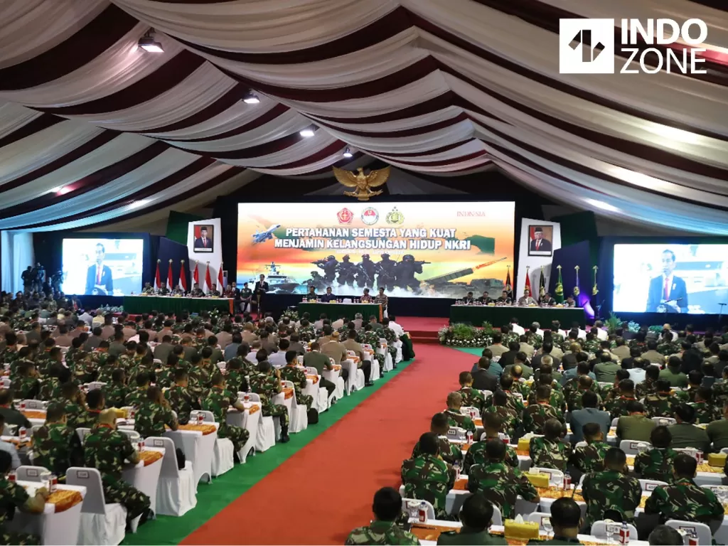 Suasana Rapat Pimpinan Kementerian Pertahanan yang dihadiri Presiden Joko Widodo, Kamis (23/1/2020). (INDOZONE/Mula Akmal)