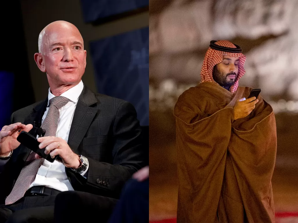 Kiri: Jeff Bezos (REUTERS/Joshua Roberts) / Kanan: Mohammed Bin Salman (Saudi Royal Court)