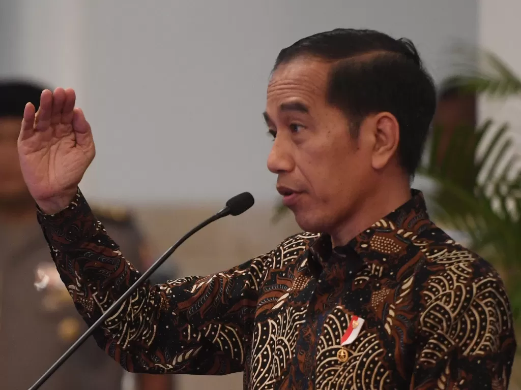  Presiden Joko Widodo berpidato saat Pencanangan Sensus Penduduk 2020 di Istana Negara, Jakarta, Jumat (24/1/2020). (photo/ANTARA/Akbar Nugroho Gumay)