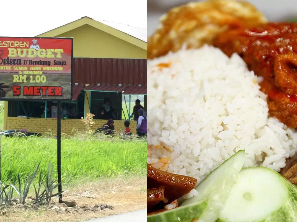 Kedai yang menjual nasi bungkus seharga 1 ringgit Malaysia atau Rp3 ribuan saja. (Ist)