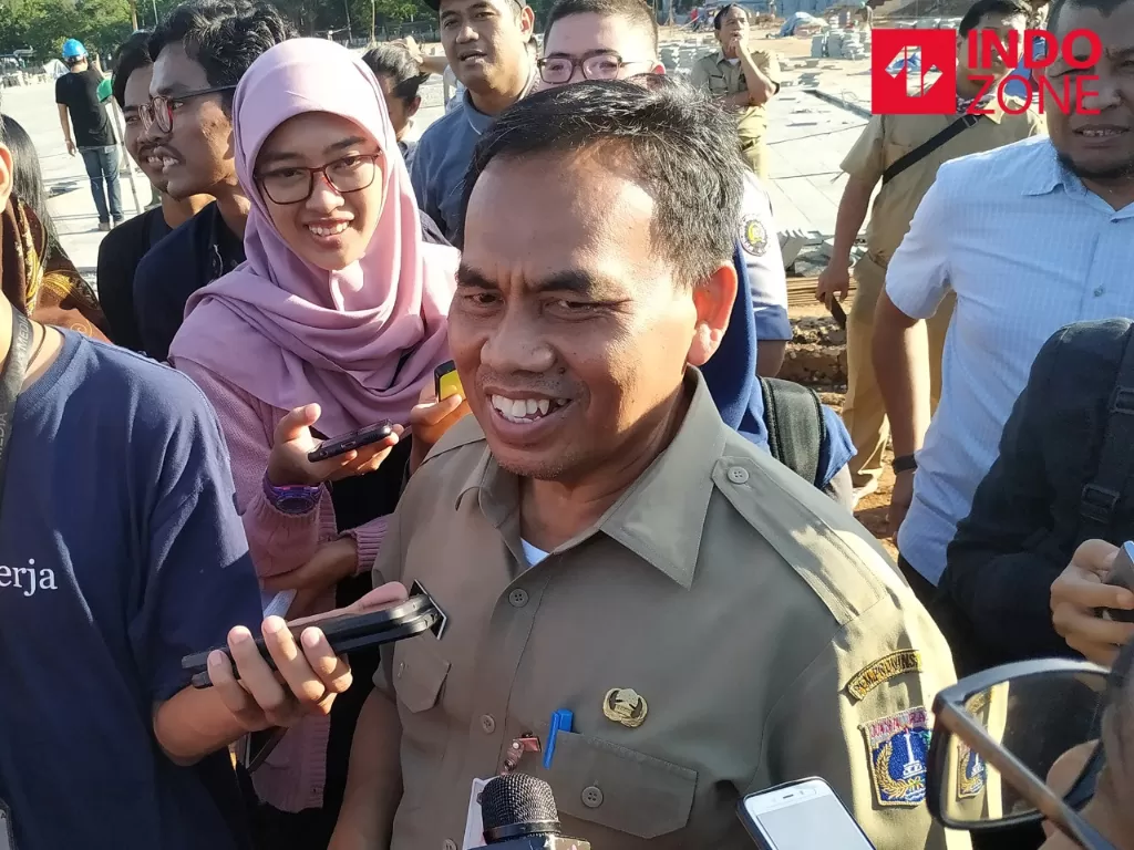 Sekretaris Daerah Pemprov DKI Jakarta, Saefullah memberikan penjelasan terkait proyek revitalisasi Monumen Nasional (Monas) kepada awak media di Jakarta, Selasa (28/1/2020). (INDOZONE/Murti)