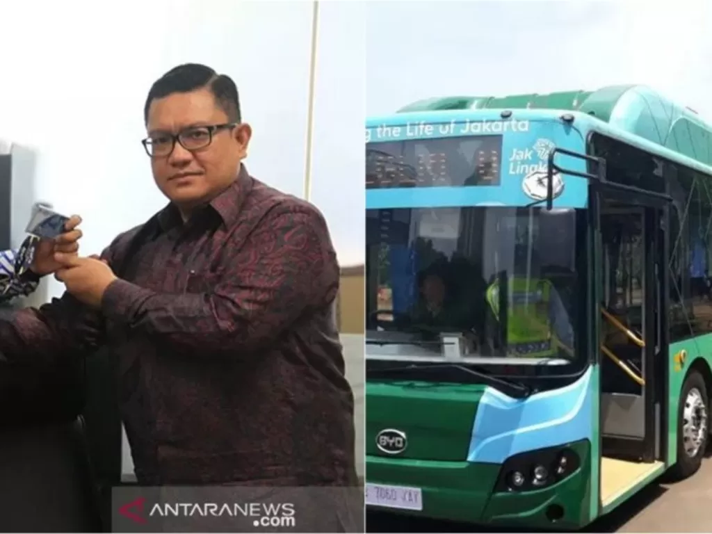 Kiri: Donny Saragih (ANTARA/HO-humas TransJakarta).Kanan; Bus Transjakarta (ANTARA/Livia Kristianti)