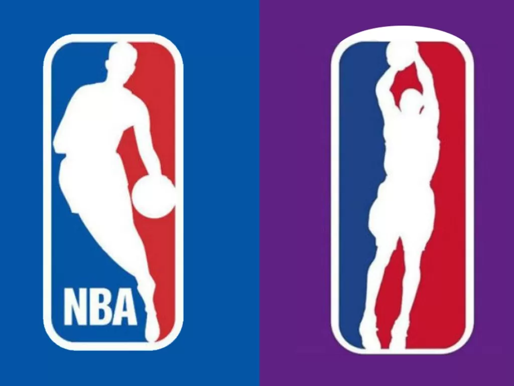 Kiri: Logo NBA saat ini. (photo/twitter) Kanan: Logo petisi yang digunakan untuk mengenang Kobe Bryant. (photo/Twitter)