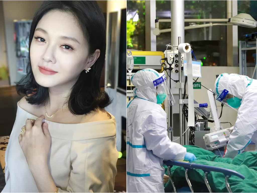 Kiri: Barbie Hsu (instagram/@hsushiyuan) Kanan: Tim medis menangani pasien korona (REUTERS/China Daily)