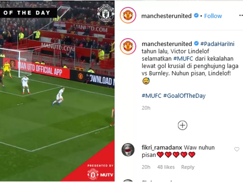 Screenshoot dari akun resmi Instagram Manchester United. (Instagram/manchesterunited)