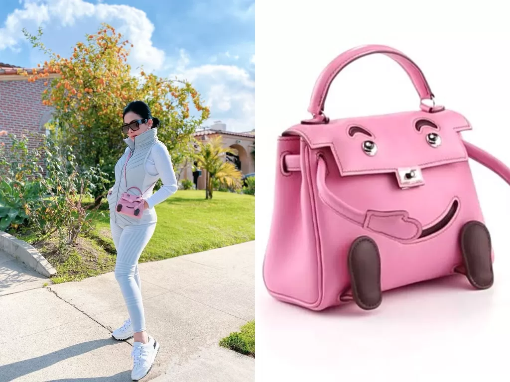 Kiri: Syahrini dan tas mahalnya (Instagram/@princessyahrini) / Kanan: tas mahal yang dipakai Syahrini (Jewelry)