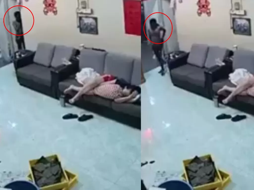 Pencuri yang melumuri tubuhnya dengan oli (Facebook/We are Malaysians)