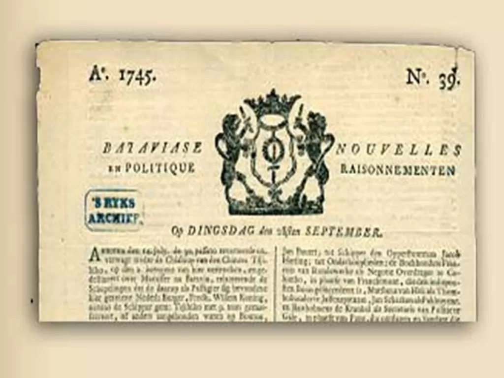 Bataviasche Nouvelles, surat kabar pertama. (Istimewa)