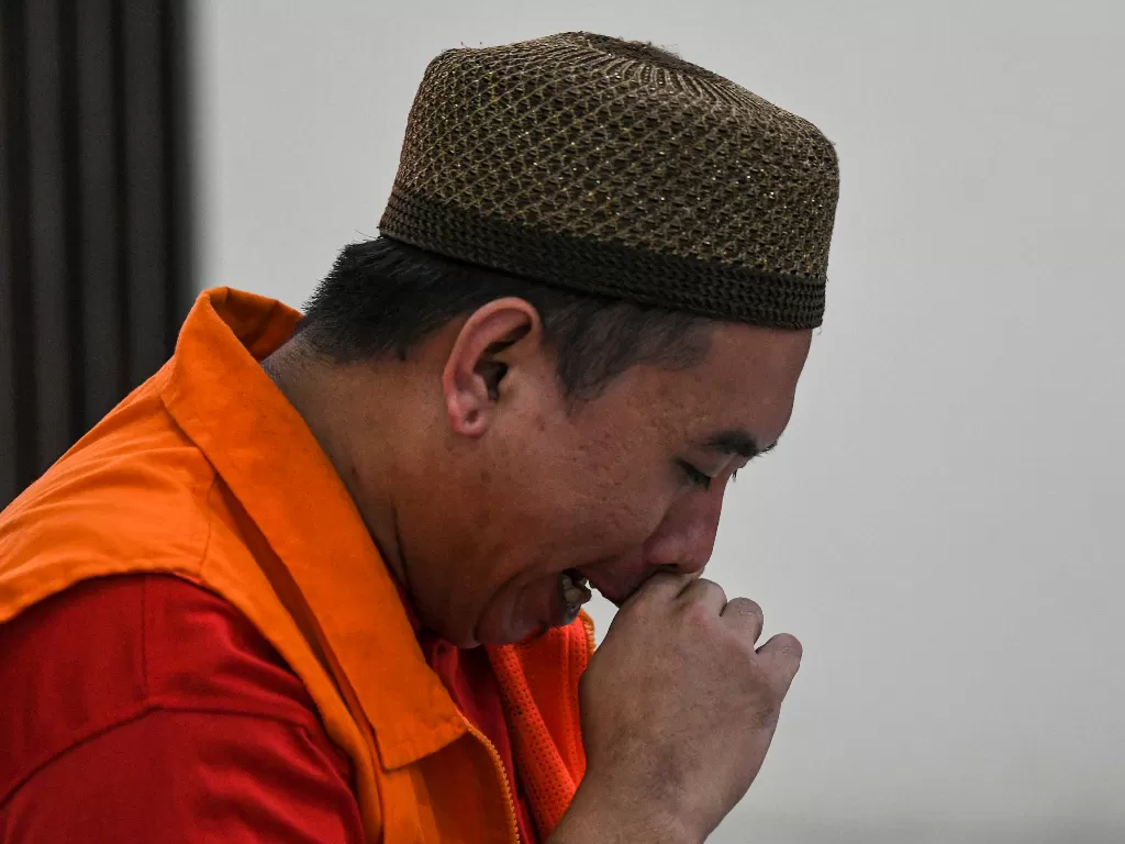 Terdakwa pengedar narkoba Michael Kosasih (26) menjalani sidang putusan di Pengadilan Negeri (PN) Kelas I A Palembang, Sumatera Selatan, Rabu (12/2/2020). (Photo/ANTARA/Nova Wahyudi)