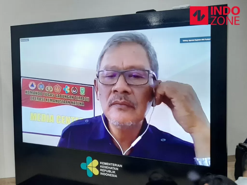 Sesditjen Pencegahan dan Pengendalian Kemenkes RI, dr Achmad Yurianto saat telekonferensi di Gedung Kemenkes, Jakarta Selatan, Kamis (13/2/2020). (INDOZONE/Maria Adeline Tiara Putri)
