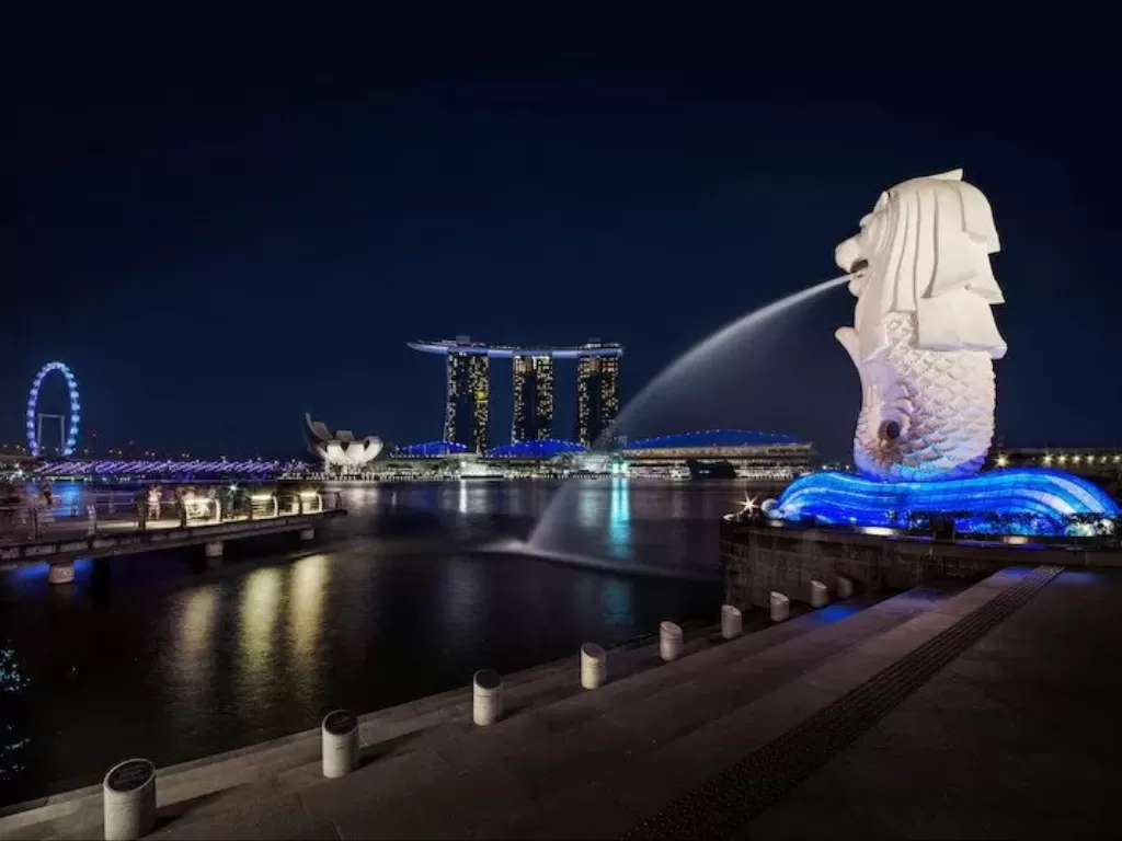 Patung Merlion di Singapura. (Photo/AntaraHO/Singapore Tourism Board)