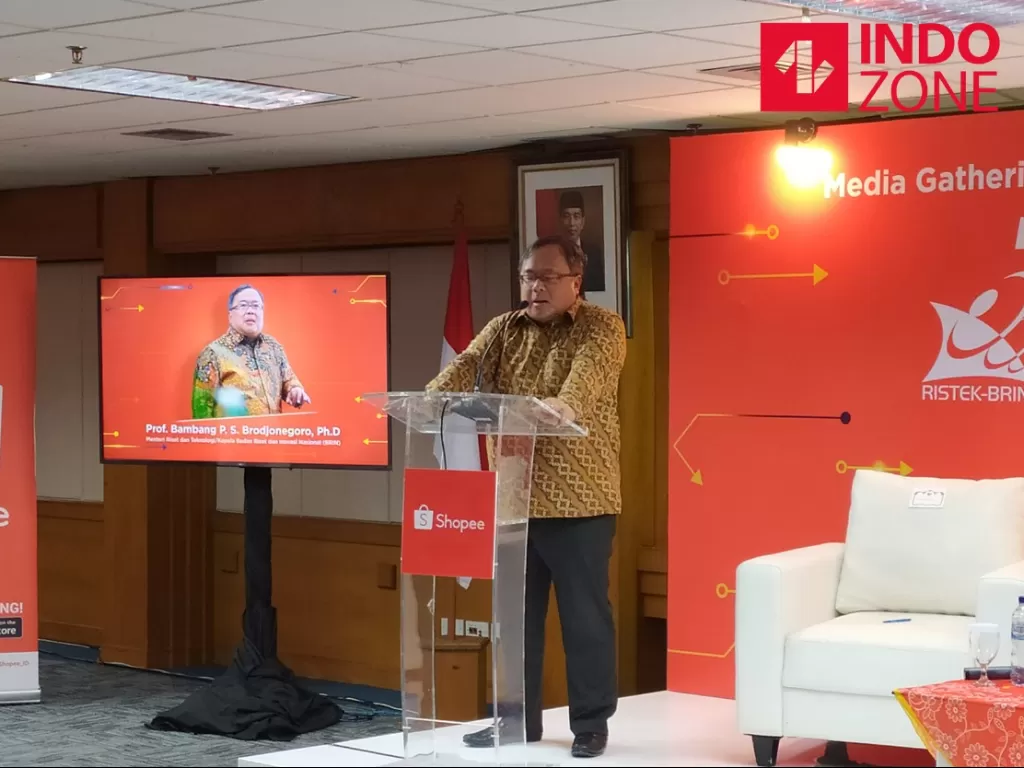 Menteri Riset dan Teknologi RI, Bambang Brodjonegoro saat memberi sambutan di forum Media Gathering : National Data Science Challenge 2020 di Jakarta, Selasa, (18/2/2020) (INDOZONE/Mula akmal)