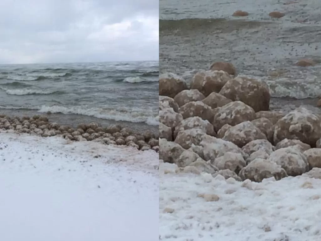 Bola-bola es yang menepi di bibir Danau Michigan, AS. (Facebook/Holland State Park Michigan)