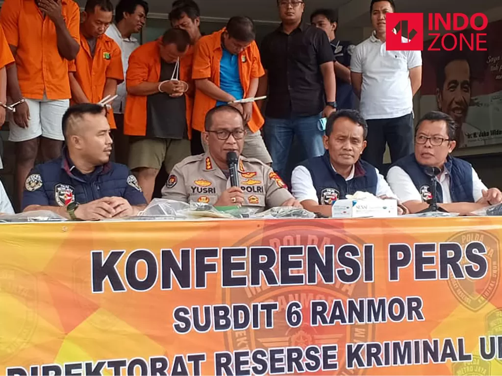 Konferensi pers polisi tangkap 5 pelaku pencuri motor bersenjata api di Bekasi, Rabu (19/2/2020)(INDOZONE/Wildan)