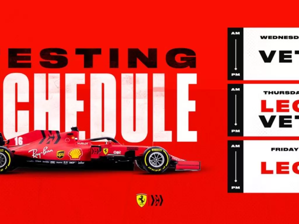 Tampilan jadwal tim Ferrari saat mengikuti ajang pramusim F1 Barcelona. (autoracing.com.br)