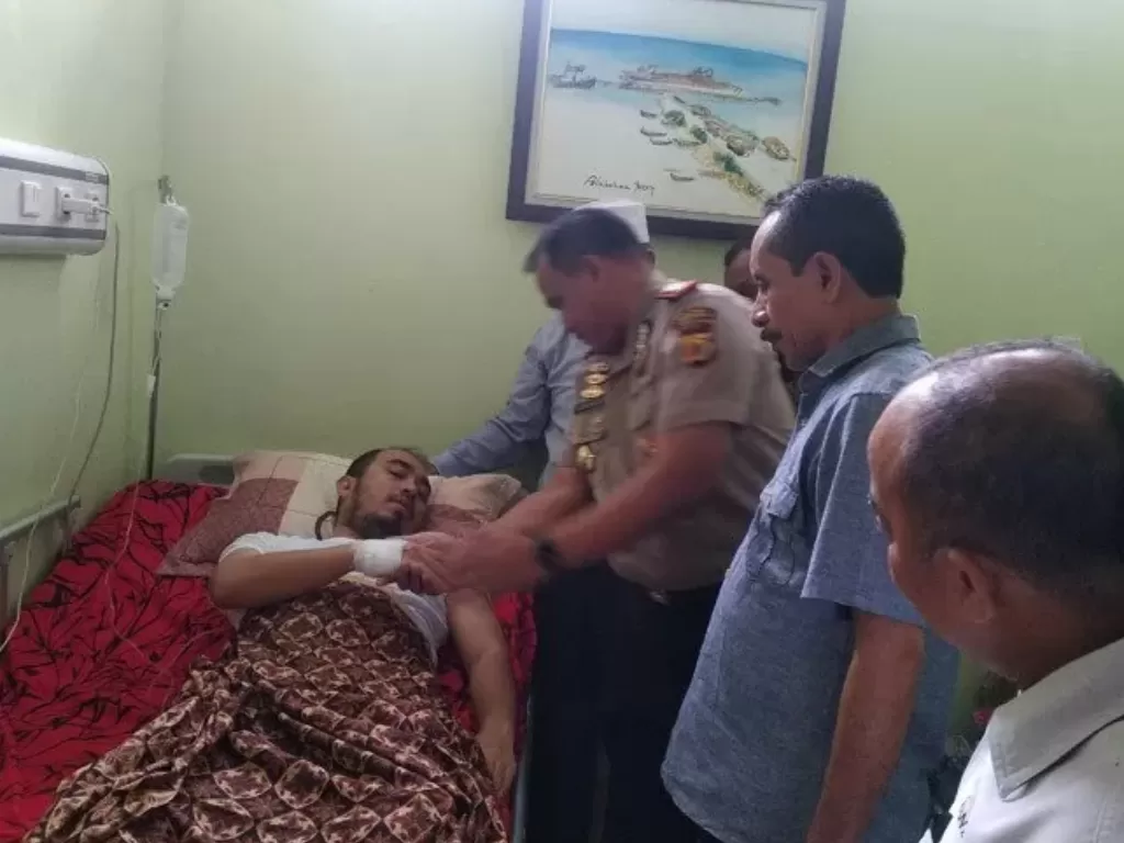 Wartawan yang jadi korban pemukulan di RSUD Cut Nyak Dhien, Meulaboh, Selasa (21/1/2020). (ANTARA Aceh/M Haris)