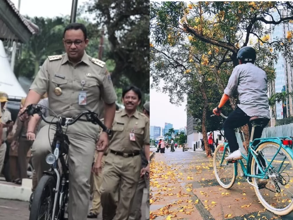 Gubernur Anies Baswedan (kiri) dan salah satu foto #WajahbaruJakarta (kanan). (Twitter/@aniesbaswedan)