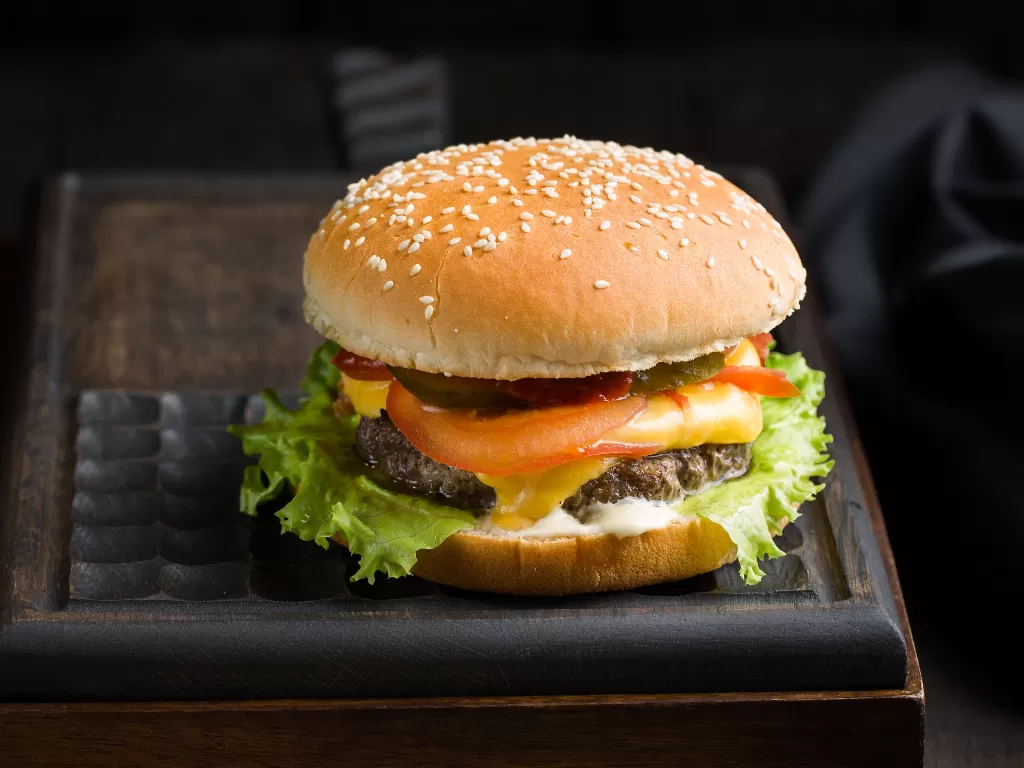 Ilustrasi burger nabati. (Pexels)