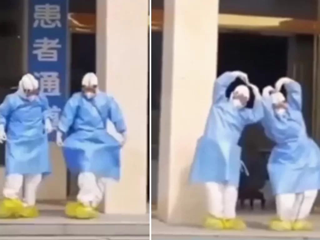 Petugas medis Tiongkok menari balet rayakan kesembuhan pasien corona (Screenshot/YouTube/SCMP)