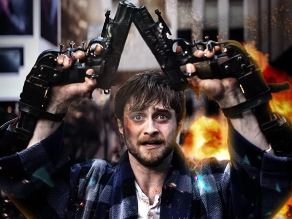 Daniel Radcliffe dalam Guns Akimbo (2019). (IMDb)