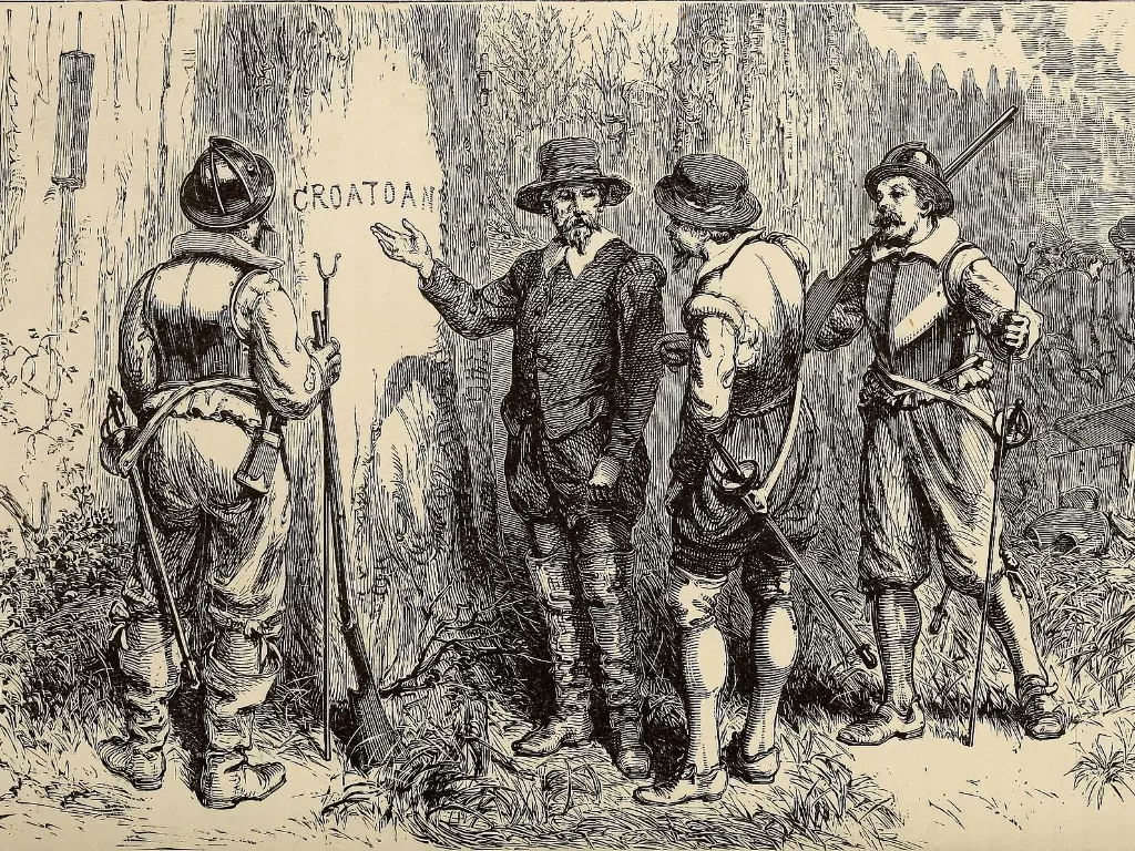 Ilustrasi hilangnya koloni Inggris dari Roanoke Island. (sometimes-interesting.com)